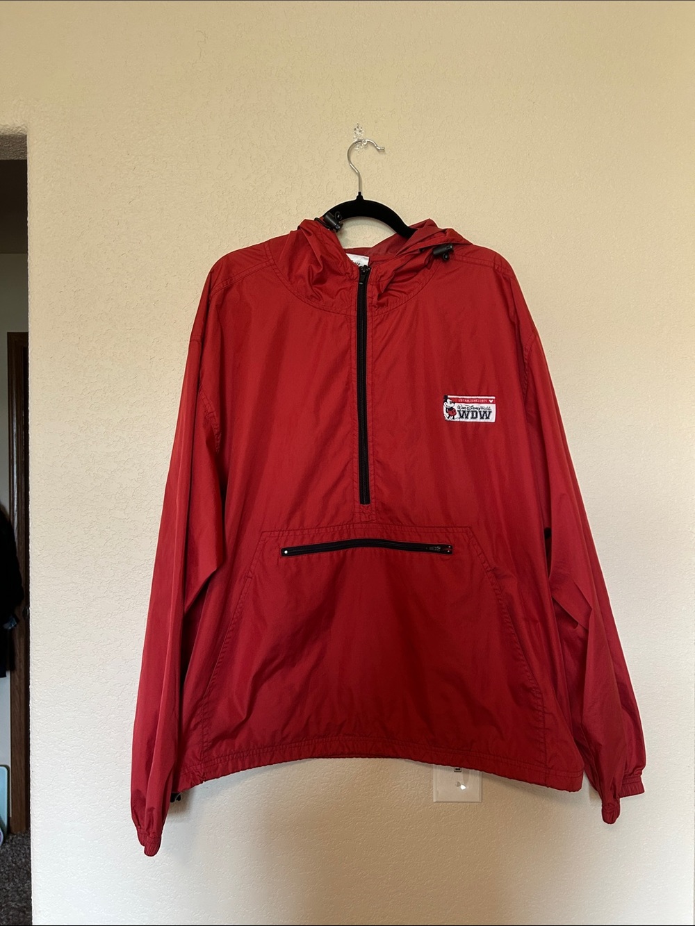 Vintage Disney World WDW Mickey Mouse Red Pullover Windbreaker Jacket XXL